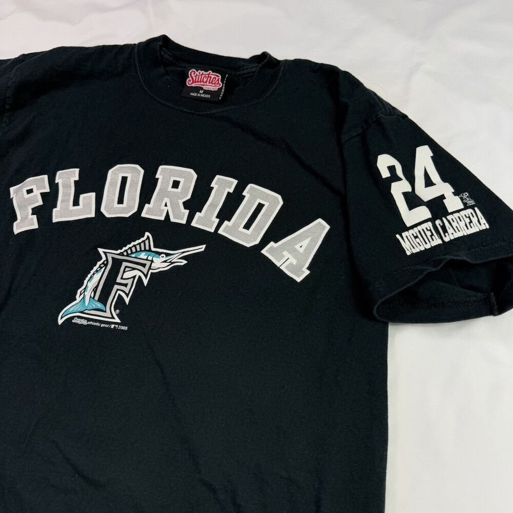 Vintage 2005 Florida Marlins Miguel‎ Cabrera Stitches Baseball Shirt Mens Medium